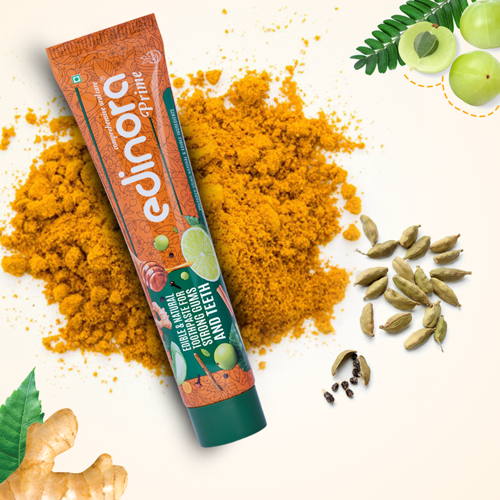 EDINORA Prime Toothpaste | Blend Of Essential Oil & Herbal Powders | No SLS, Parabens, Sulphates | Microbiome friendly  (90g)