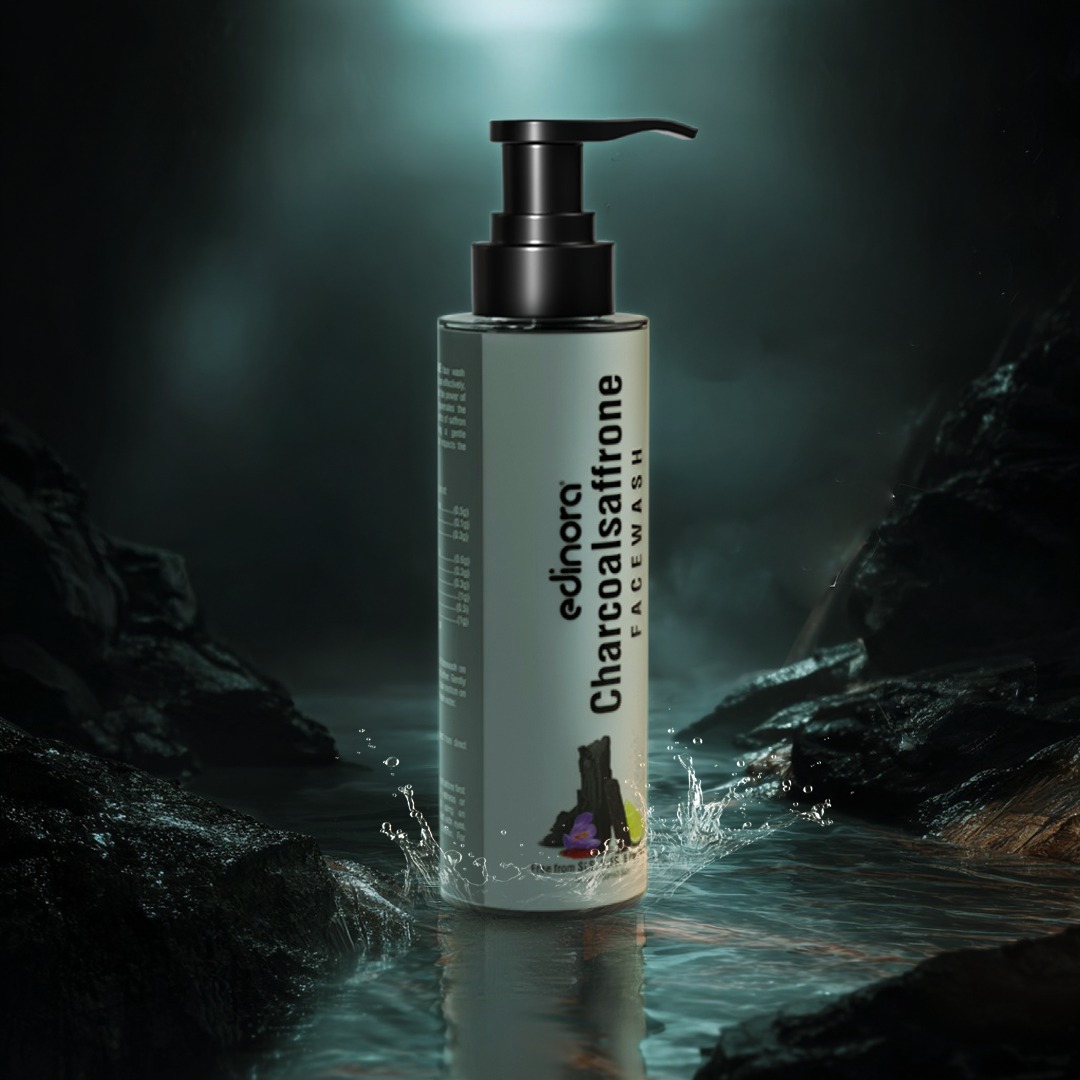 Edinora Charcoal Saffron facewash | Safe Ingredients | No SLS, parabens | For Deep Skin Cleansing, Fights Acne, Pimple | 100ml