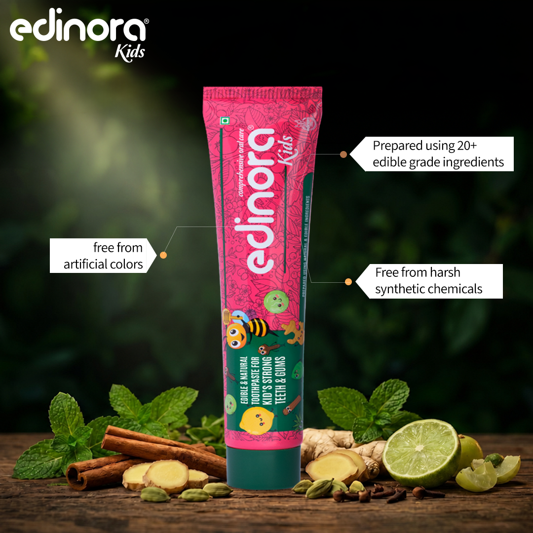 EDINORA KIDS TOOTHPASTE without SLS, Parabens, Harsh chemicals | Edible grade and safe if accidentally swallowed | 90g
