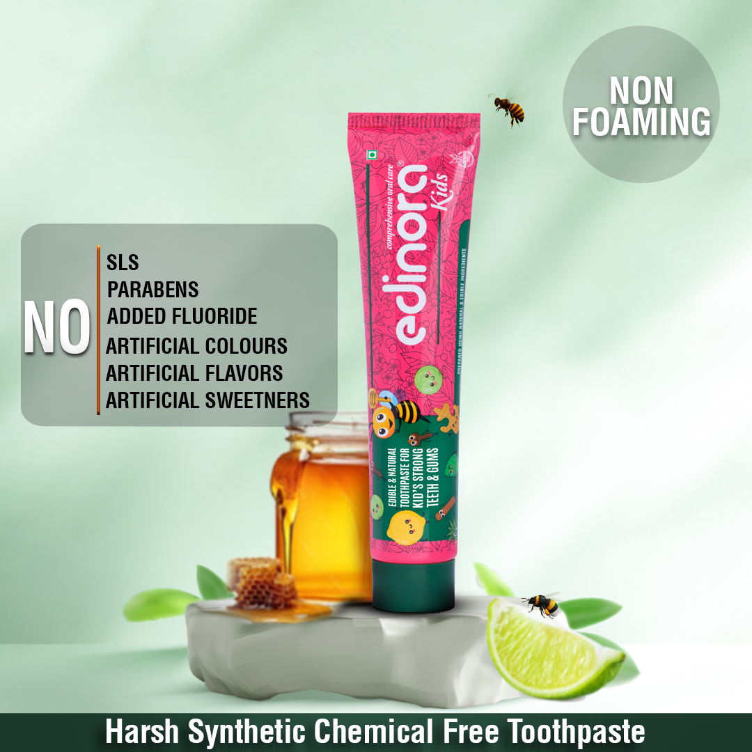 EDINORA KIDS TOOTHPASTE without SLS, Parabens, Harsh chemicals | Edible grade and safe if accidentally swallowed | 90g