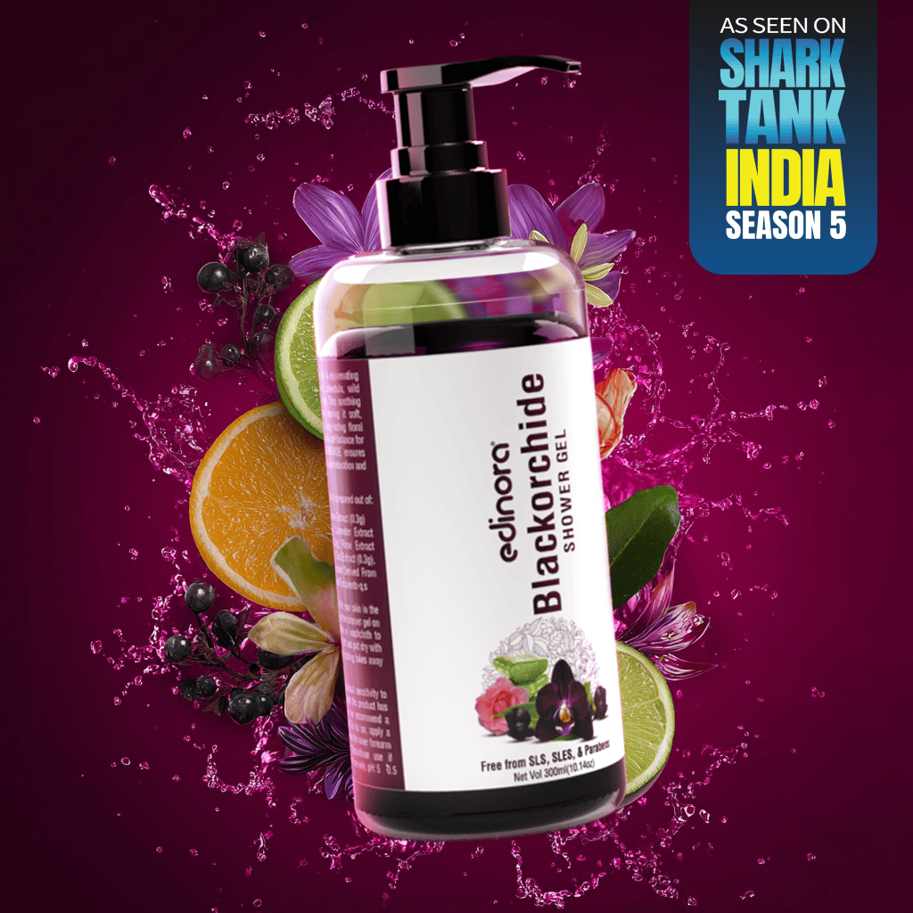 Edinora Black Orchid Shower Gel with Lavender, Wild Rose | Skin-Friendly pH | Helps reduce Dryness | No SLS, Parabens | Long-Lasting Fragrance (300ml)