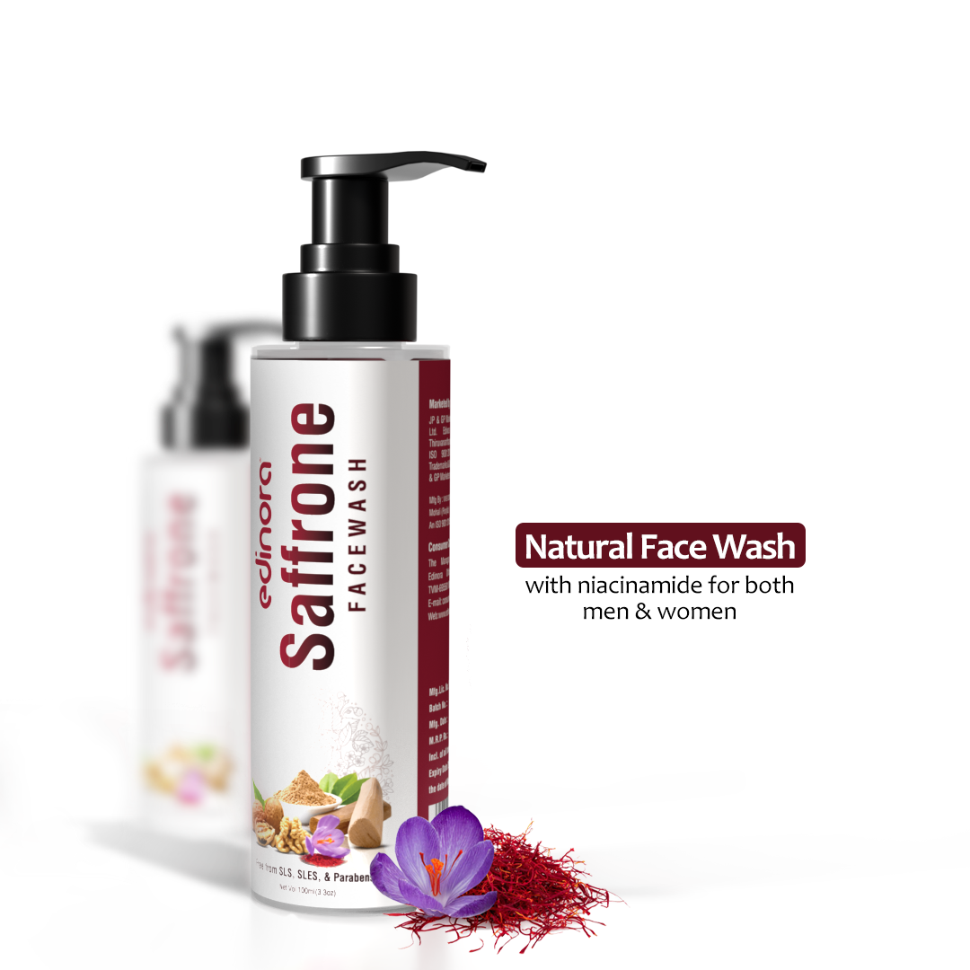 Edinora Saffron Brightening Facewash with Niacinamide | Helps Fight Acne | 100ml