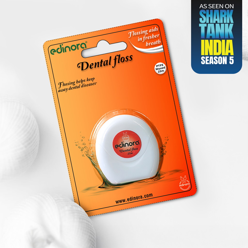 Edinora Dental Floss | For interdental cleaning and improved mouth health | 25m long, PTFE waxed dental floss 