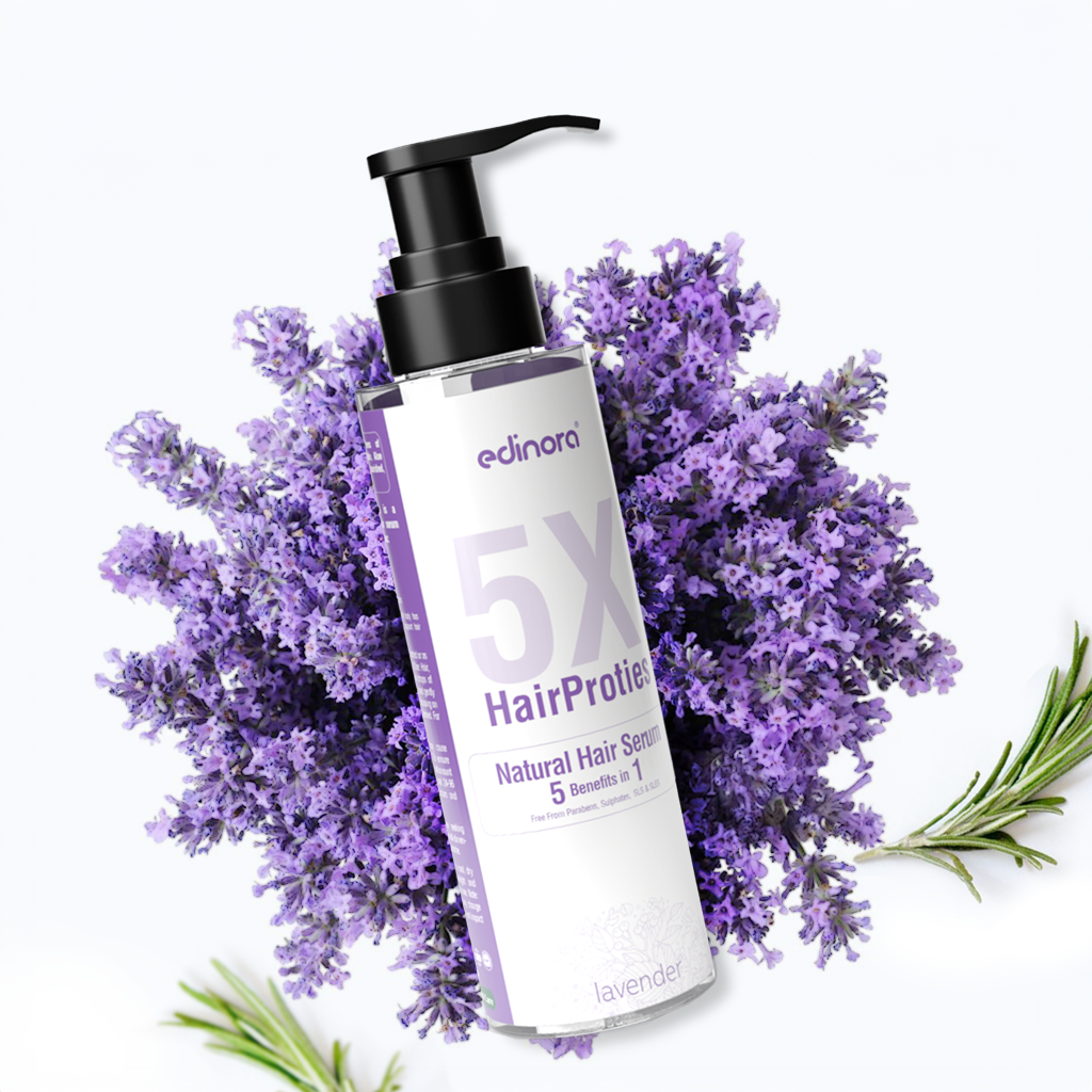 Edinora 5X Hair Proties Natural Serum | Lavender | 5 Benefits in 1 | Helps reduce hair fall, thinning, dandruff, promote growth (200ml)