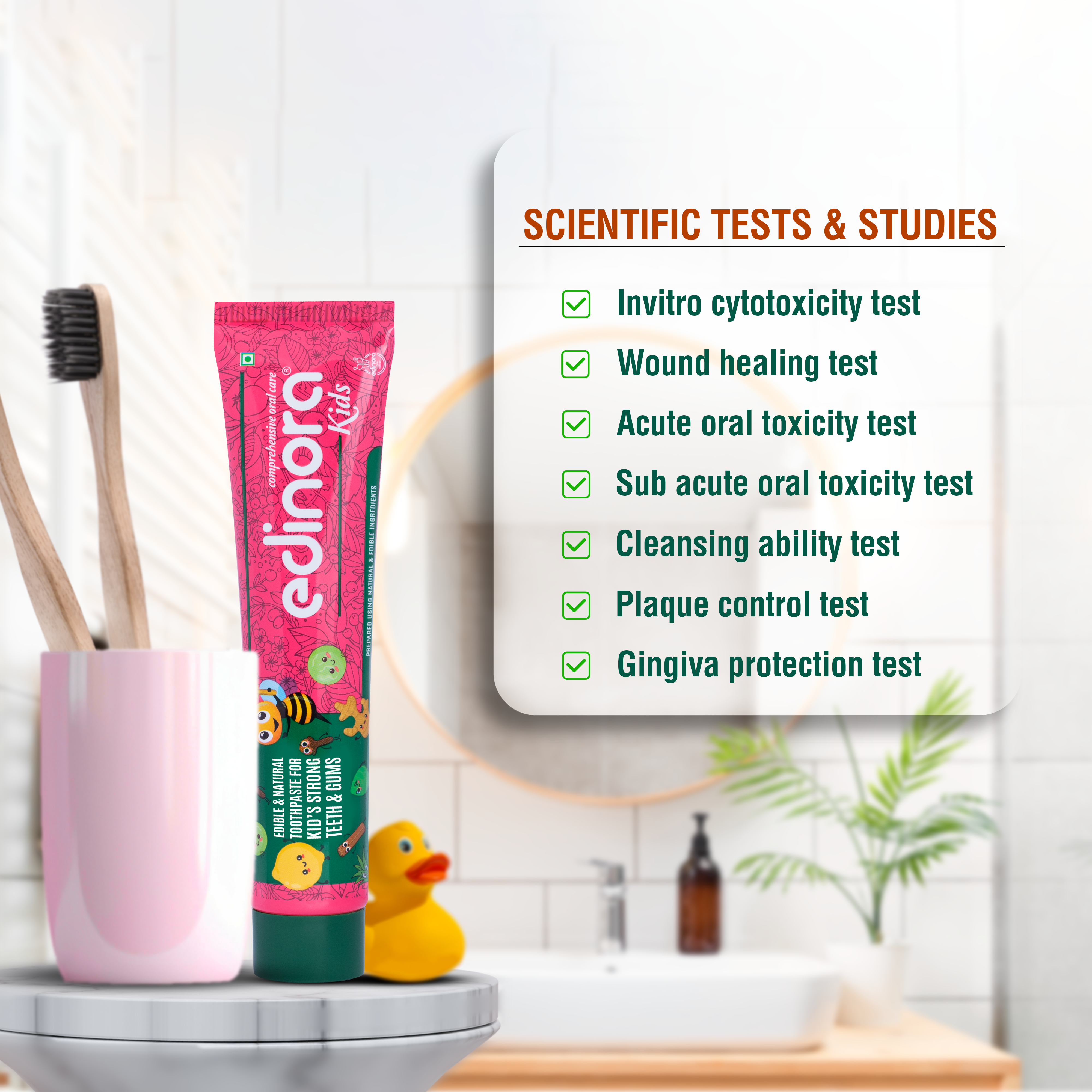 Edinora kids toothpaste | Edible toothpaste | No SLS | No parabens | No sulphates | Non foaming (45 g)