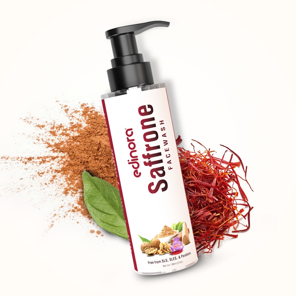 Edinora Saffron Brightening Facewash with Niacinamide | Helps Fight Acne | 100ml