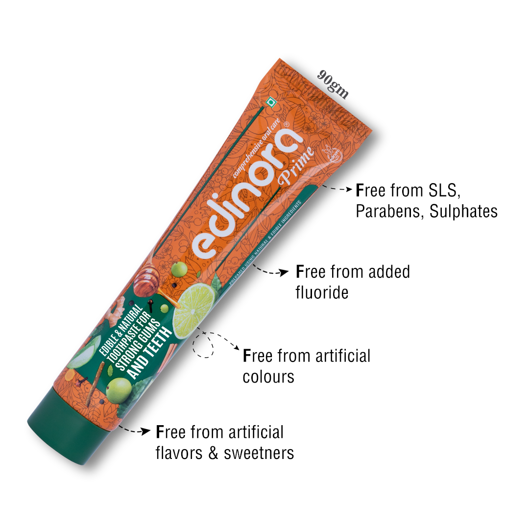 EDINORA Prime Toothpaste | Blend Of Essential Oil & Herbal Powders | No SLS, Parabens, Sulphates | Microbiome friendly  (90g)