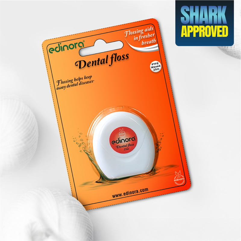 Edinora Dental Floss | For interdental cleaning and improved mouth health | 25m long, PTFE waxed dental floss 