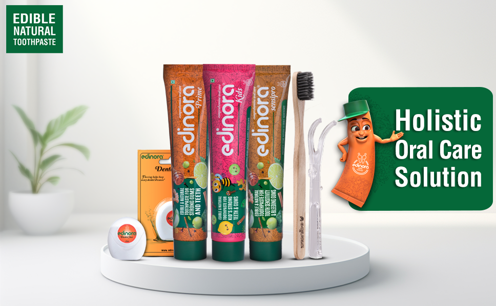 EDINORA Prime Toothpaste | Blend Of Essential Oil & Herbal Powders | No SLS, Parabens, Sulphates | Microbiome friendly