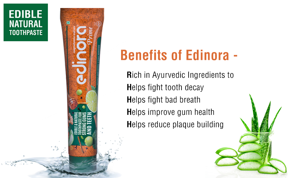 EDINORA Prime Toothpaste | Blend Of Essential Oil & Herbal Powders | No SLS, Parabens, Sulphates | Microbiome friendly
