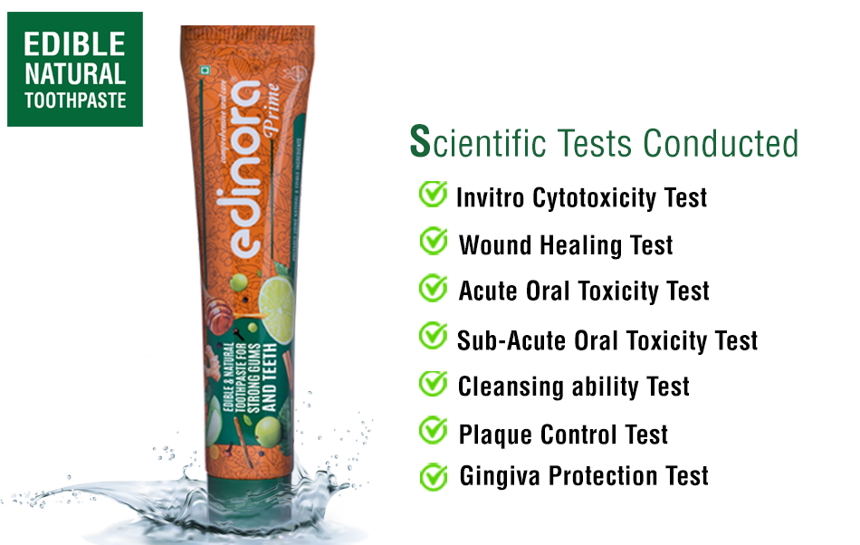 EDINORA Prime Toothpaste | Blend Of Essential Oil & Herbal Powders | No SLS, Parabens, Sulphates | Microbiome friendly